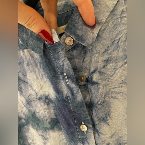 Cynthia Rowley Blue Tie Dye Button Down Shirt Dress Size XS - Picture 4 of 6